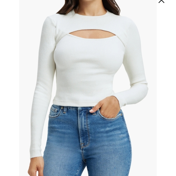 Good American Deep Blue Ribbed Top - Picture 8 of 8